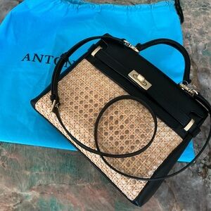 Antonio Melani Black and Tan Woven birkin-style purse